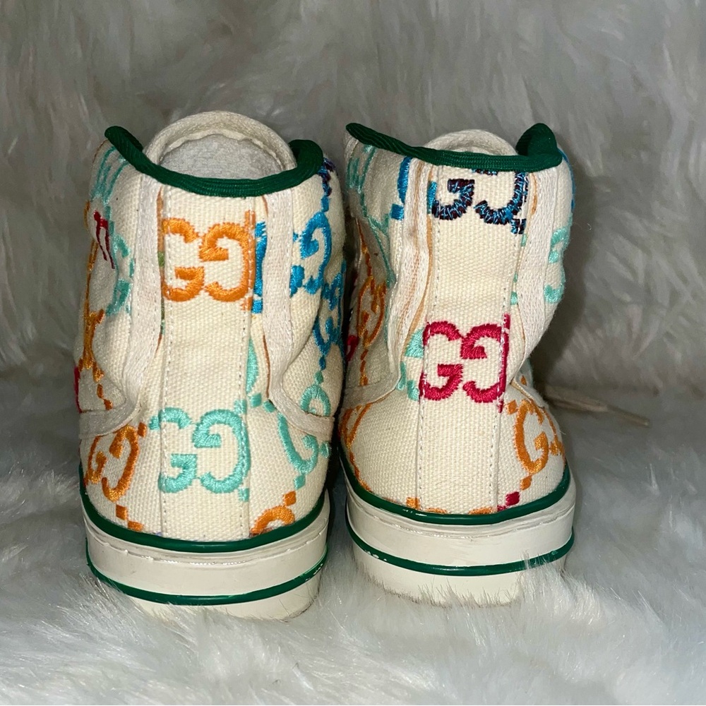 🔥🔥 Authentic Gucci Embroidered Signature Tennis 1977 Hightop Sneakers Sz 7.5!! - Picture 6 of 9